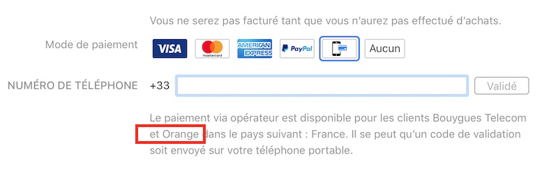 accès Bouygues Telecom et Orange sur iTunes Store