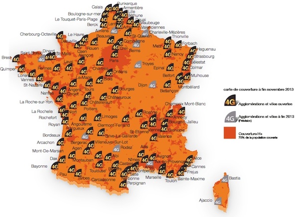 Couverture Orange 4G en décembre 2013