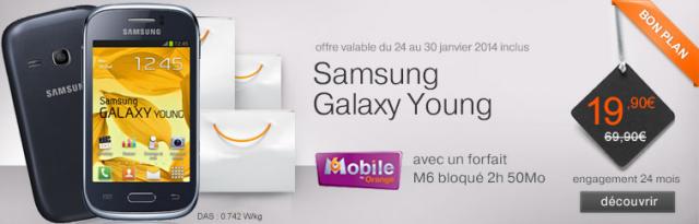 Samsung Galaxy Young en bon plan du web M6 Mobile