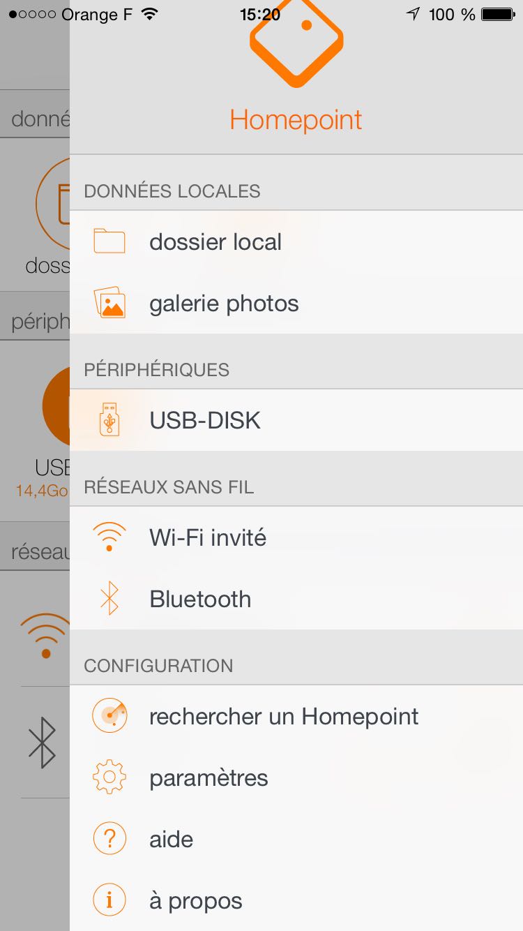 Paramètres de l'application Homepoint sur iOS