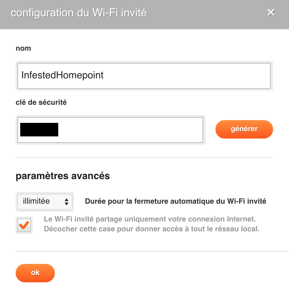 Configuration WiFi invité du Homepoint