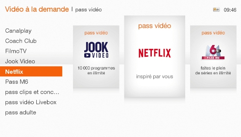 Accès Netflix dans le Pass Vidéo du décodeur Livebox Play TV